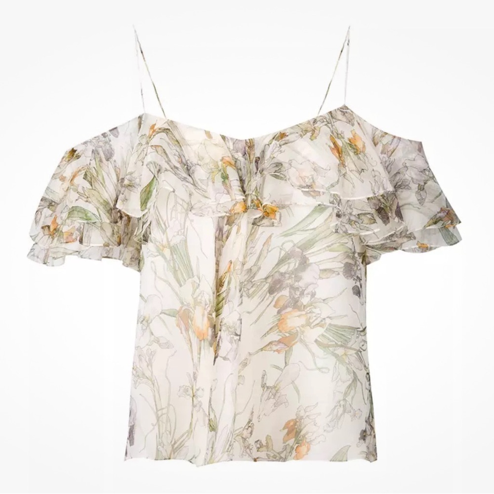 Alexander McQueen Floral Frill Cold Shoulder
Women's Ivory Top Size 42 (L) - Picture 4 of 12